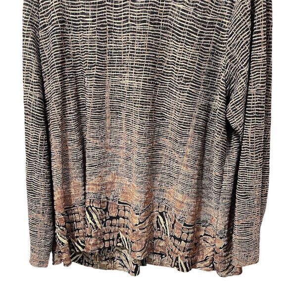 Pleat Pleat by Rafael Women's Long Sleeve Button Top Animal Print Plus Size 3X - Picture 5 of 7